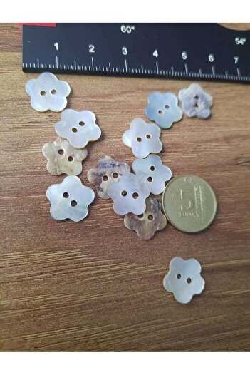 Beyna FLOWER SEDEF 1ST QUALITY NATURAL REAL SEDEF 13MM BUTTON 1 PACK 10 PIECES