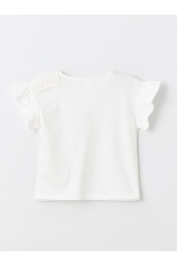 LC Waikiki Kids Ecru Crew Neck Short Sleeve Baby Girl T-Shirt