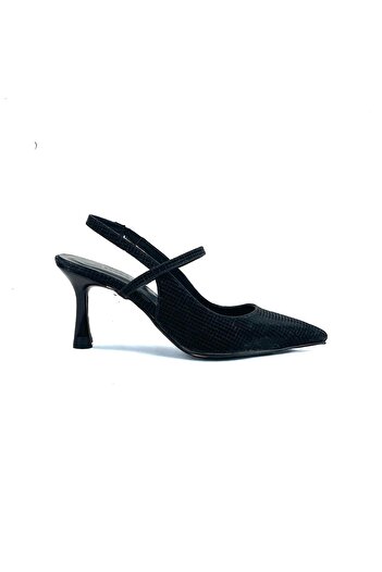 bescobel Women's Olvan Black Pearl Thin Heel Shoes Sandals 7 Cm Heel 608