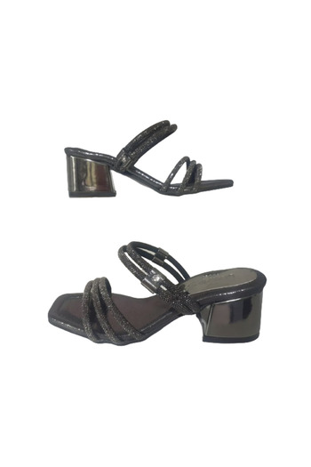 Anıl Girl's BlacK Jewelled ThicK Heel Sandals - ANK235-978