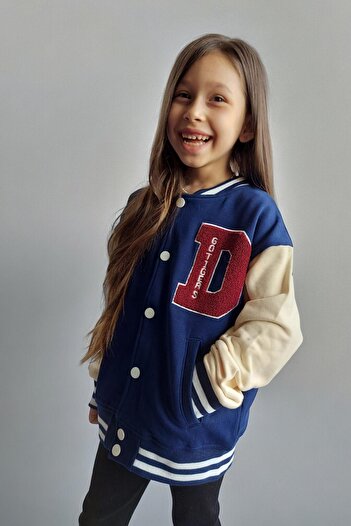 QUB CLUB Παιδικό κολεγιακό μπουφάν Unisex Navy Blue