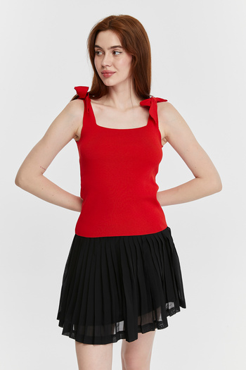 MA ananas Shoulder Tie Square Neck Blouse