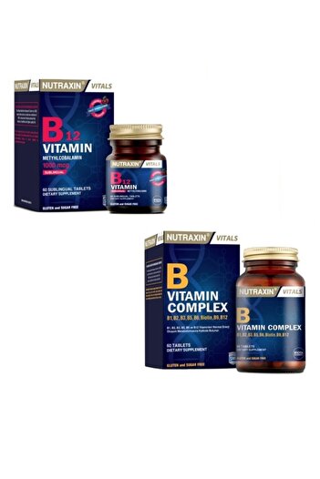 Nutraxin Vitamin B Complexi - 1000Mcg 60 Sublingual Tablets + Containing B1, B2, B3, B5, B6, B12