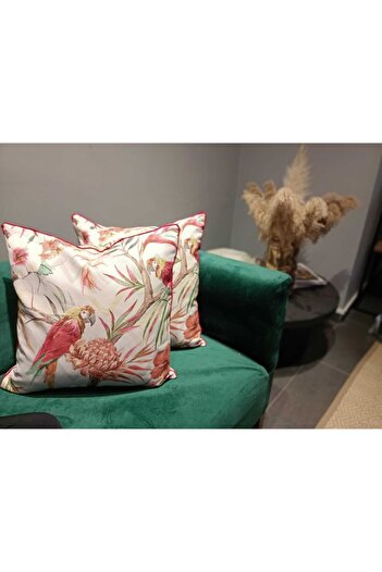 Alacastore Digital Printing Parrot Pattern 2-Piece Throw Pillow Cover with Piping