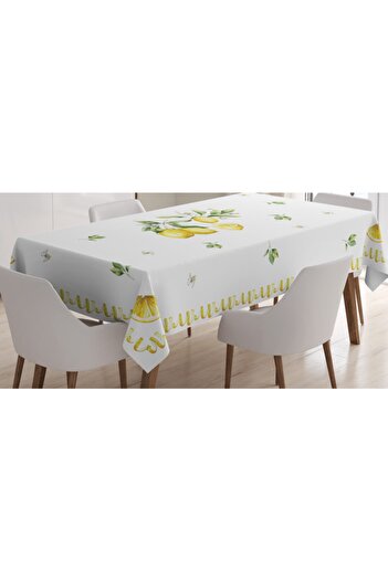 Alacastore Digital Printing Lemon Pattern Summer Care Free Stain Resistant Tablecloth