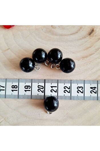 canan dizayn Metal Leg Pearl Ball Button 11 mm Black (12Pcs)
