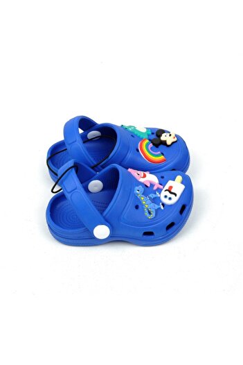 QUEEN AKSESUAR Stil Crocs Model Sandale Papuci Mickey Dinozaur Decorat Băieți Saks Albastru