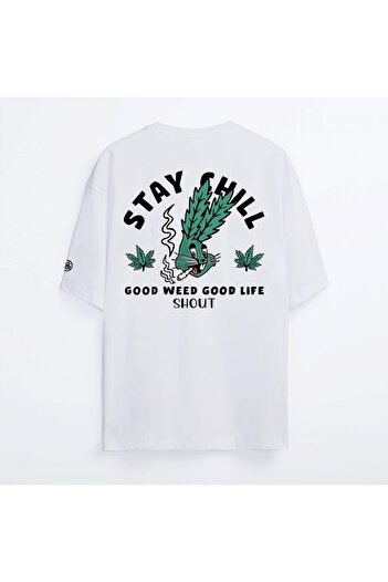 Shout Оверсайз Good Weed Good Life Біла унісекс футболка в стилі олдскул