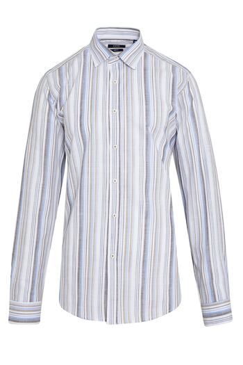 Hatemoğlu Кафява риза с дълъг ръкав Slim Fit, 100% памук, с тънка яка и райета