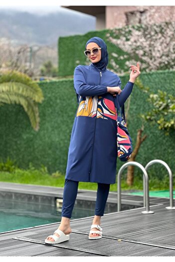 Cardella Camelya 5-Piece Hijab Swimsuit Set Navy Blue