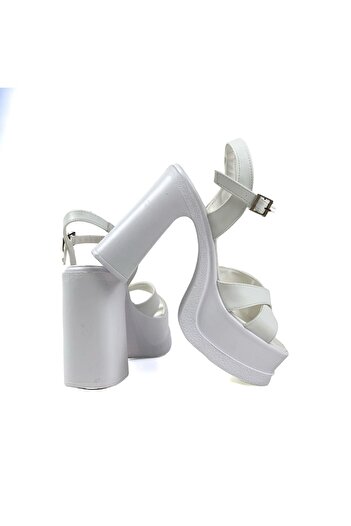 bescobel Women's Palma White High Heel Platform Bridal Shoes Sandals Cross Band 15 Cm 1000