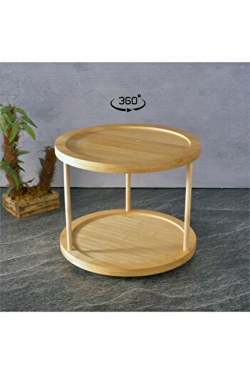 Tohana Bamboo Two Tiers Rotating Stand