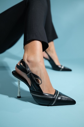 LuviShoes Detailní dámské boty na vysokém podpatku GLEN Black Skin na zip