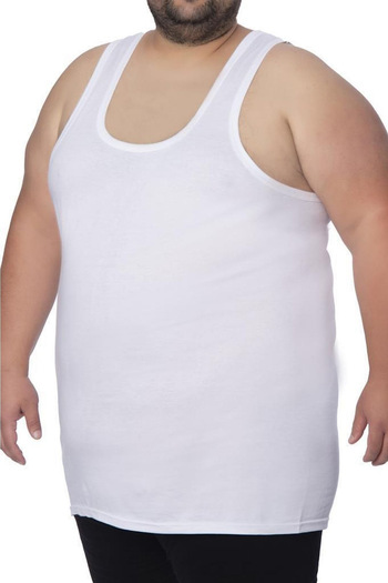 Sadık Collection Tutku 3 Pieces Large Size Ribbed Flexible Men's Singlet