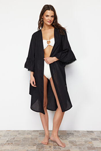 Trendyol Collection Black Belted Mini Woven Kimono&Kaftan TBESS24KM00040