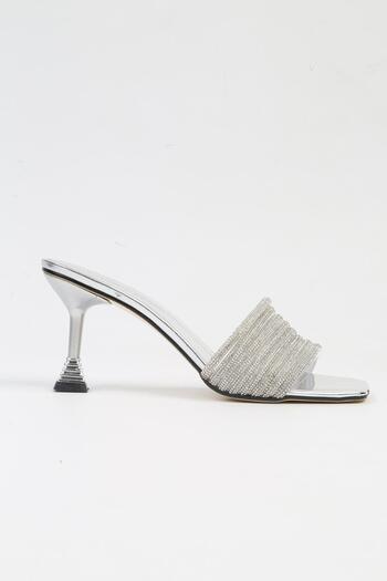 Pierre Cardin ® | PC-53045- 3478 Ασημένιες γυναικείες παντόφλες με τακούνι
