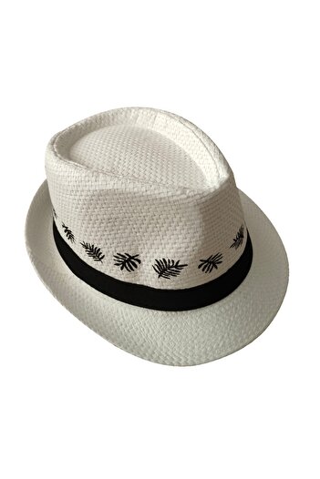 Betülce Fedora Hat Soft Cowboy Hat Palm Tree Pattern