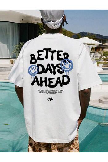 AFROGİYİM Unisex Better Days Ahead Back Printed Oversize T-shirt