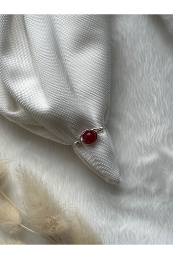 PelvedDesign Burgundy Ceyt Stone Adjustable Wire Ring Handmade
