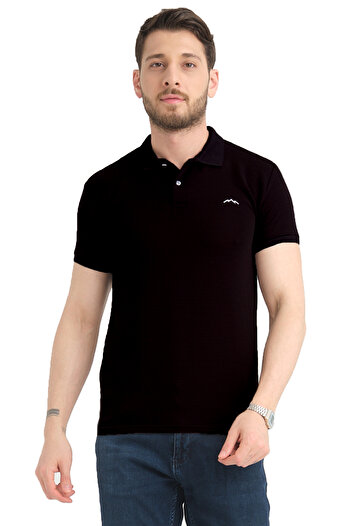 Varetta Men's Black Polo Collar Summer Cotton Short Sleeve T-shirt
