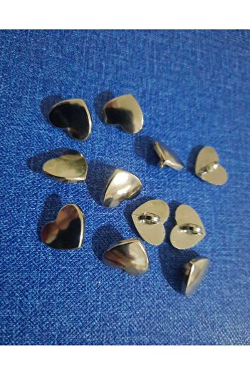 Beyna HEART GRAY METALLIZED BUTTON 1.5 CM 1 PACK 10 PIECES