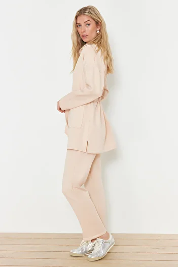 Trendyol Modest Stone Diver/Scuba Tie Λεπτομερές σετ πλεκτό πάνω και κάτω μέρος TCTAW24EN00017