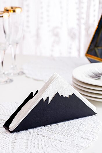 Doreline Mountain Motif Desktop Decorative Napkin Holder Towel Holder Black (size:21 X 8)