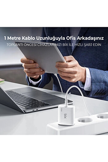 Bix Bxcl21ta 20w Pd Type-c Hızlı Şarj Cihazı & 1 Metre Lightning Kablo Iphone 12/13/14 Serisi Ile Uyumlu