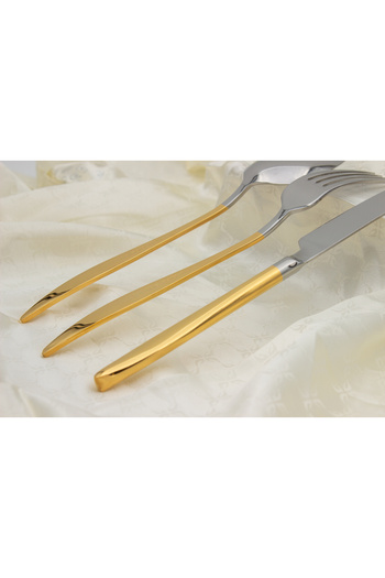 Demir Çeyiz IRON DOWERY DMR LIFE RUBY 24 K GOLD PLATED FORK SPOON BLADE SET 36 PIECES