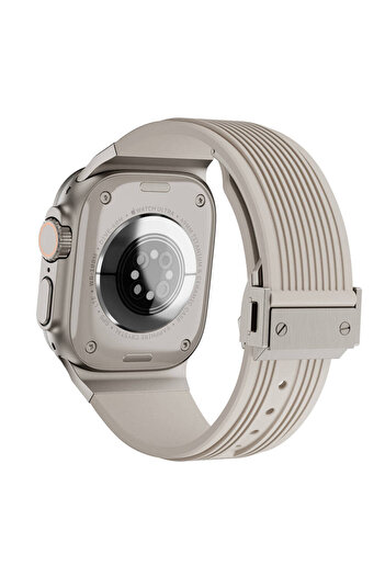 Rivor Apple Watch Seri 2/3/4/5/6/7/8/9/se/ultra/ultra 2 42 44 45 49mm Spor Görünümlü Silikon Kordon