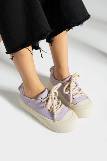 İnan Ayakkabı WOMEN LILA/BEIGE COLOR SNEAKERS & SPORTS SHOES (5 CM)