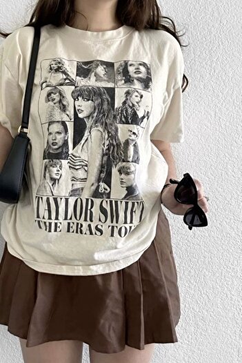 EFBUTİK Bej Unisex Taylor Swift The Eras Tour T-Shirt
