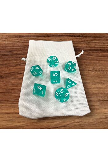Le Majeur DND Frp Zar Seti 7li Set Dnd Zarı Dungeons And Dragons Masaüstü Oyun Zarı Şeffaf Yeşil KESE HEDİYE