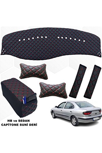 caraks Megane 1 Sedan Black Red - Chest Rug Armrest Neck Collar Hb Compatible