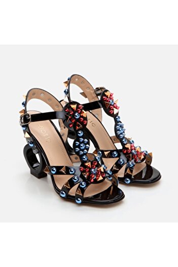 Hotiç Genuine Leather Black Women's Heeled Sandals