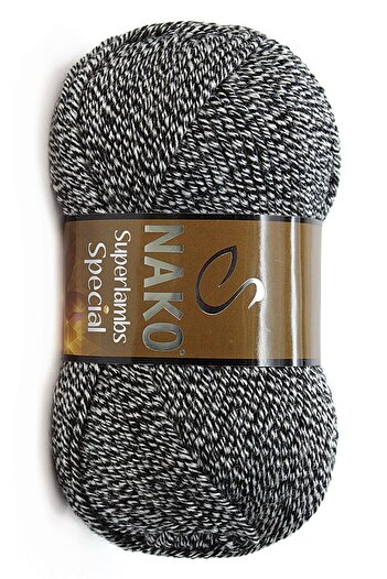 NAKO Superlambs 3086 Model Black and White 100g Hand Knitting Yarn