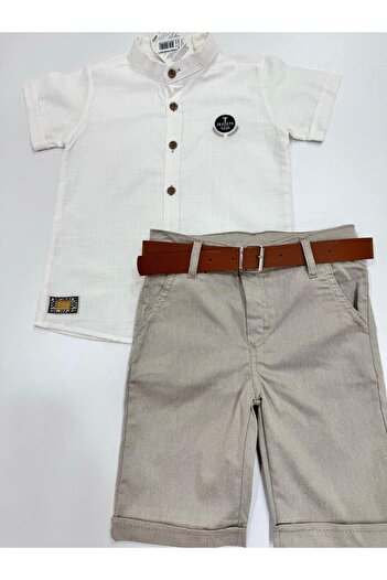 Esterella Boy's Set - Judge Collar Shirt and Belted Shorts