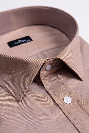 Tudors Large Size Long Sleeve Buttoned Collar Cotton Easy Iron Solid Men's Shirt
