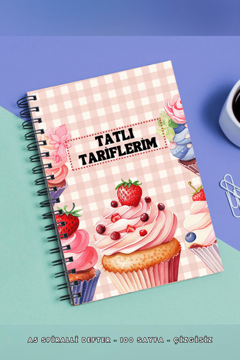 SevindirenŞeyler Sweet Recipe Book A5 Spiral Unlined Hard Cover