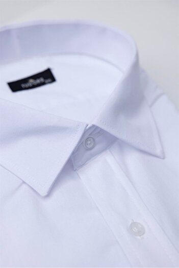 Tudors Large Size Long Sleeve Easy Iron Plain Men's White Shirt