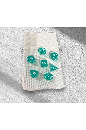 Le Majeur DND Frp Zar Seti 7li Set Dnd Zarı Dungeons And Dragons Masaüstü Oyun Zarı Şeffaf Yeşil KESE HEDİYE