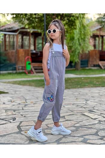 İPEK KİDS İPEKKİDS GIRL GABARDIN JUMPSUIT SUPREME TSHIRT 2-PIECE COMBINATION
