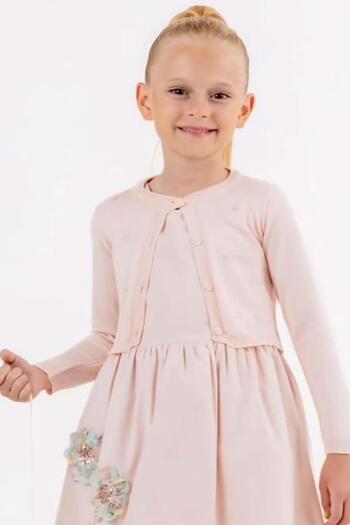 Riccotarz Girl's Floral Embroidered Powder Chiffon Dress
