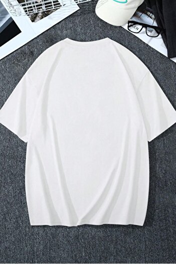 MODAGEN Μπλουζάκι Unisex White Crew Neck Dream με στάμπα oversize