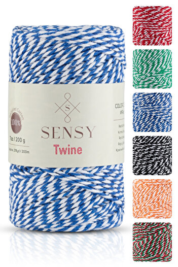 SENSY Premium 200 Meters 200 G Blue White Package Rope Gift Wrapping Rope Marteniçka Rope Twine Baker
