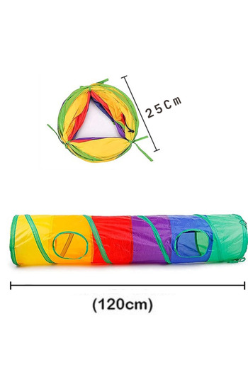 Cocopet Cat Tunnel Flat Foldable Cat Colored Cat Tunnel Rainbow Cat Toy 120 Cm