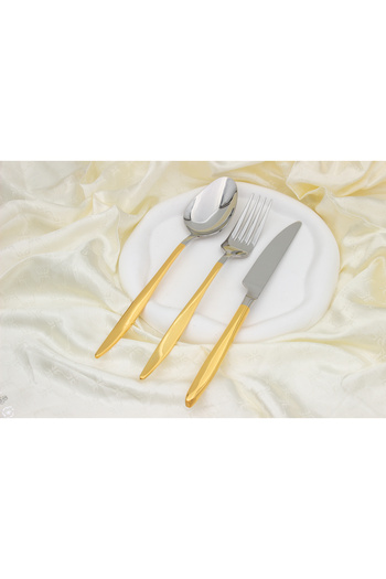 Demir Çeyiz 84 Pieces Dmr Life Ruby 24 K Gold Plated Fork Spoon Knife Set
