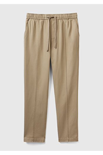 United Colors of Benetton Men's khaki cotton blend patch pocket drawstring waist jogger pants
