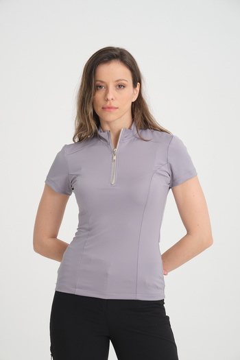 PEUR RIDER SHOP Short Sleeve and Zippered Gray Women's T-Shirt