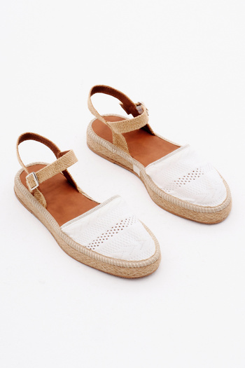 Tonny Black Women's White Closed-Front Ankle Strap Straw Knitwear Sandals